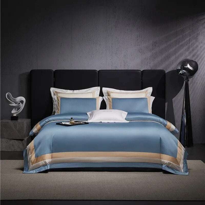 Linear Blue Duvet Cover Set Luxury Designer Bedding Set – Roomie Design