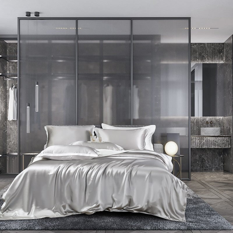 Premium Grey Mulberry Silk 22 mm Luxury Designer Bedding Set – Roomie ...