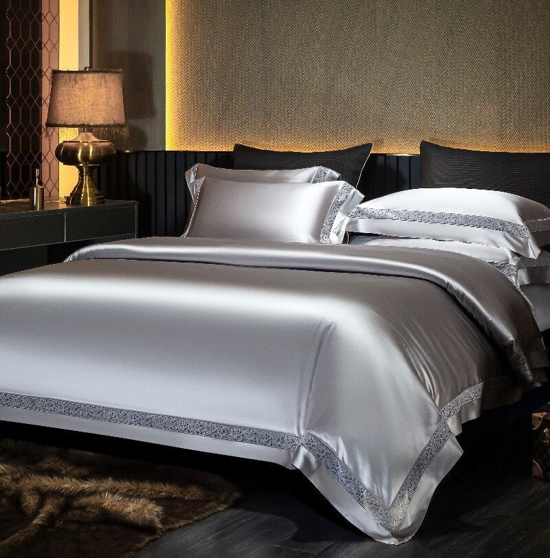 Annabelle Silver Grey Lace Luxury Duvet Cover Set – Roomie Design