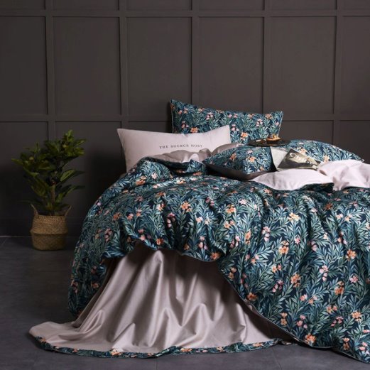 succulent bedding Delicate Modern Floral & Botanical Duvet Cover Set Luxury Designer Bedding Set, Double / Fitted Sheet / 6 Piece Set