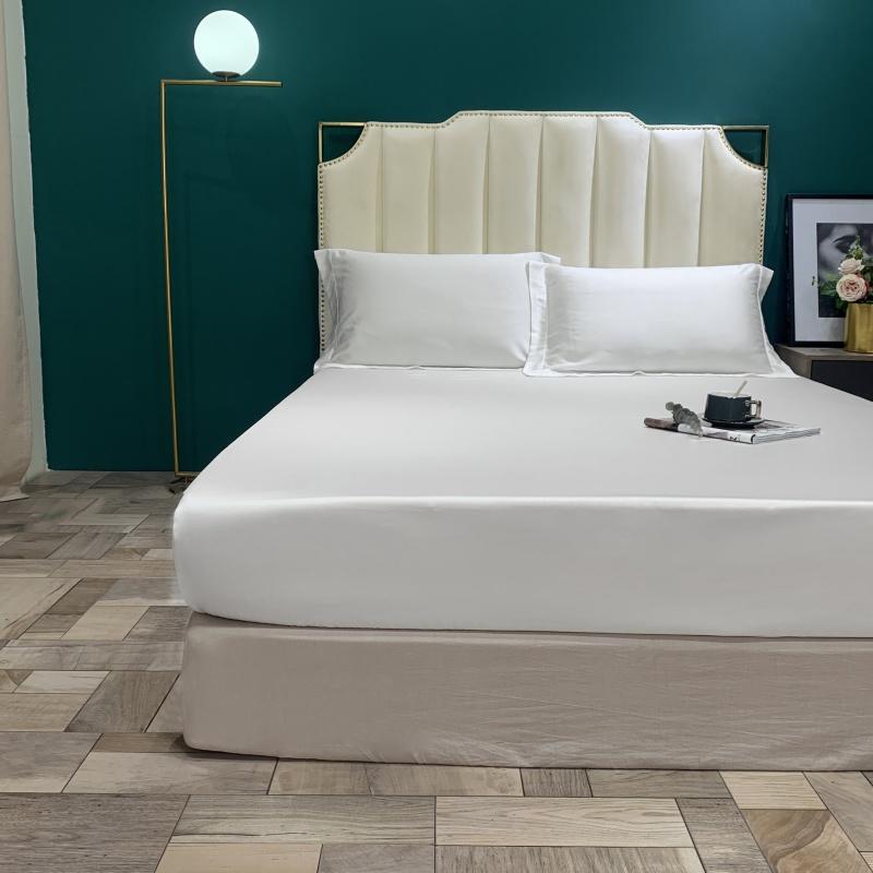 Lyocell White Fitted 3 Piece Sheet Set Luxury Designer Bedding Set