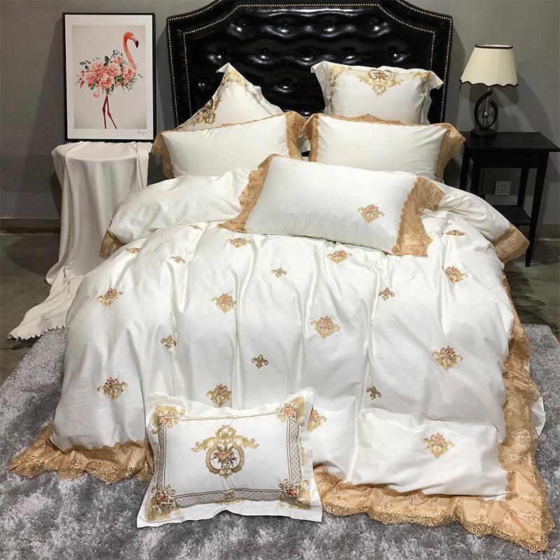 Madeline Golden Embroidery Duvet Cover Set (Egyptian Cotton) Luxury