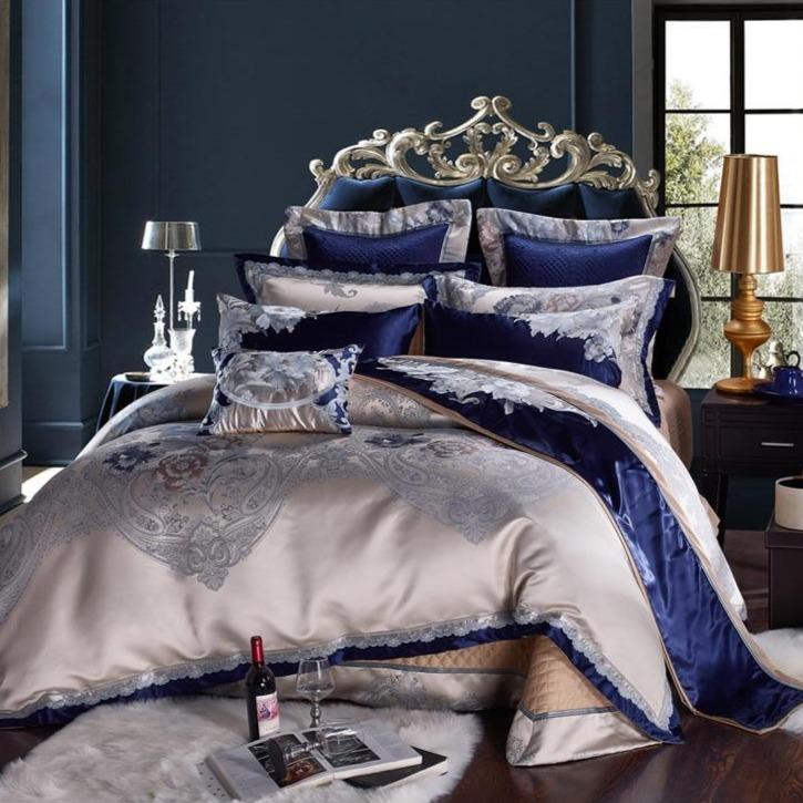 Majestic Blue Duvet Cover Set (1000 TC) Luxury Designer Bedding Set ...