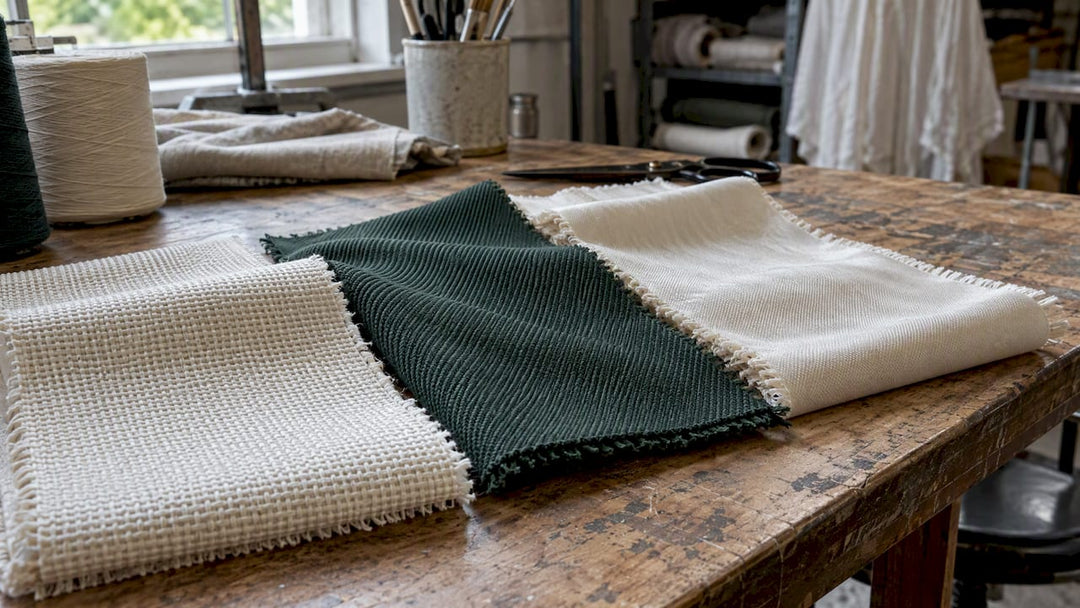 Plain, twill and sateen cotton weave samples