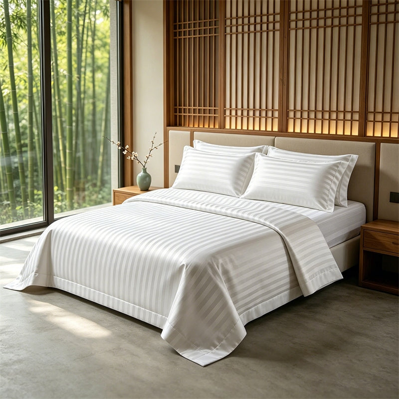 4-Piece Lux Hotel Striped Duvet Cover Set