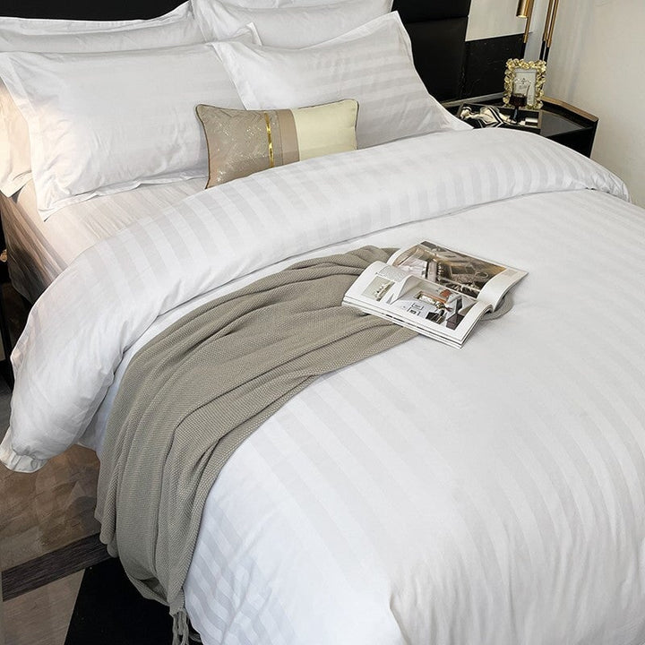 4-Piece Lux Hotel Striped Duvet Cover Set