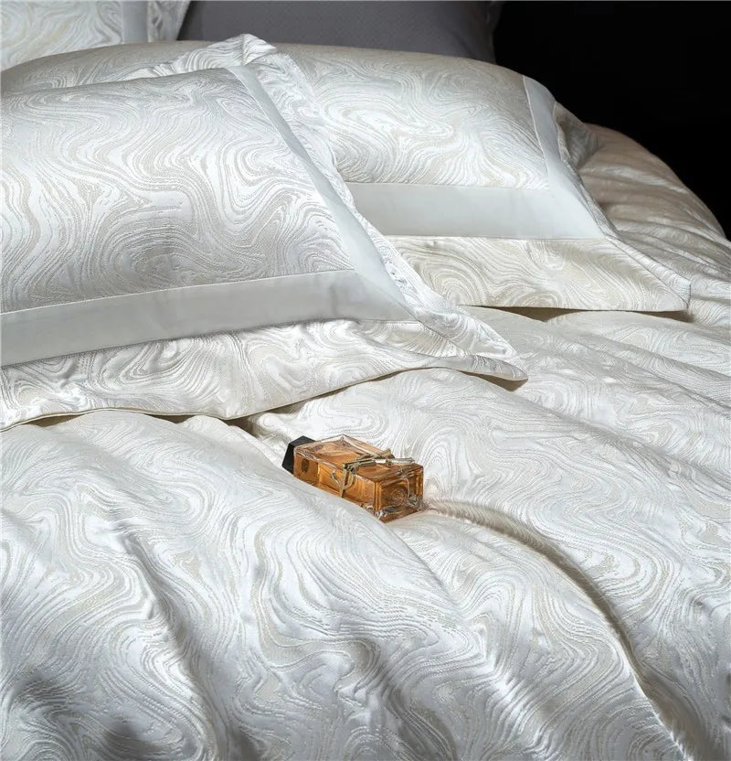 4-Piece Wave Texture 1000 TC Duvet Cover Set Luxury Designer Bedding ...