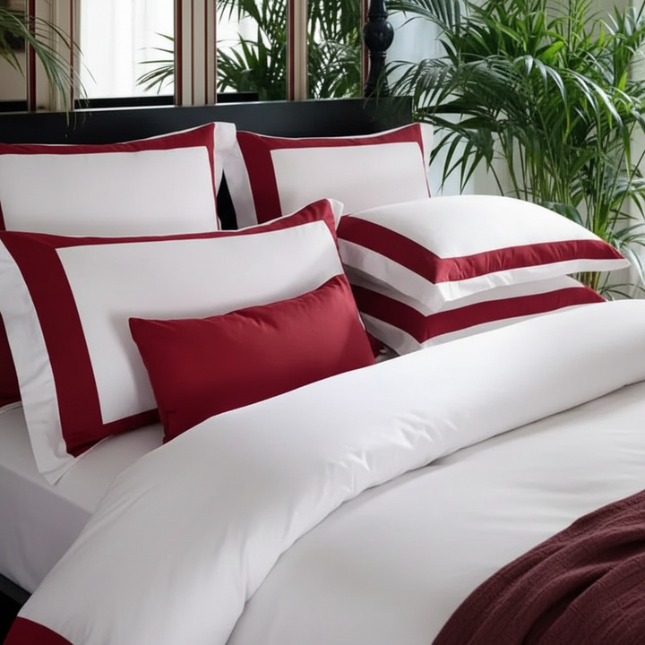 Hotel Luxe Red Contrast Border Duvet Cover Set