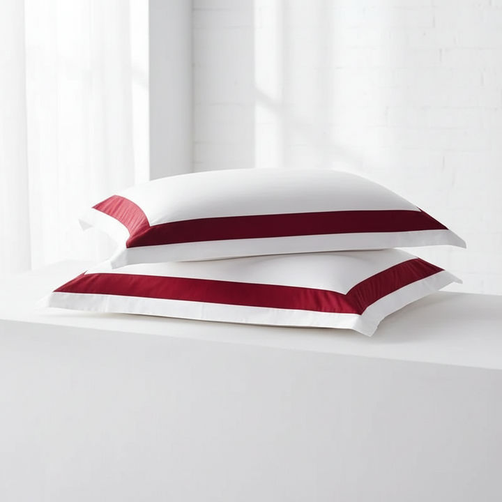 Hotel Luxe Red Contrast Border Duvet Cover Set