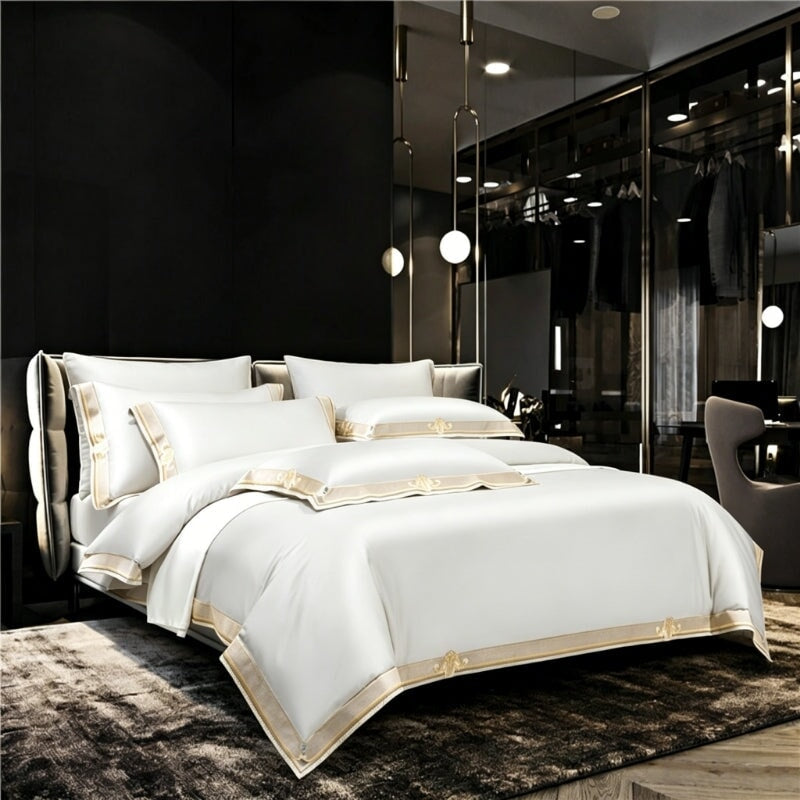 Bianco Premium Embroidered Duvet Cover Set (Egyptian Cotton, 1000 TC)
