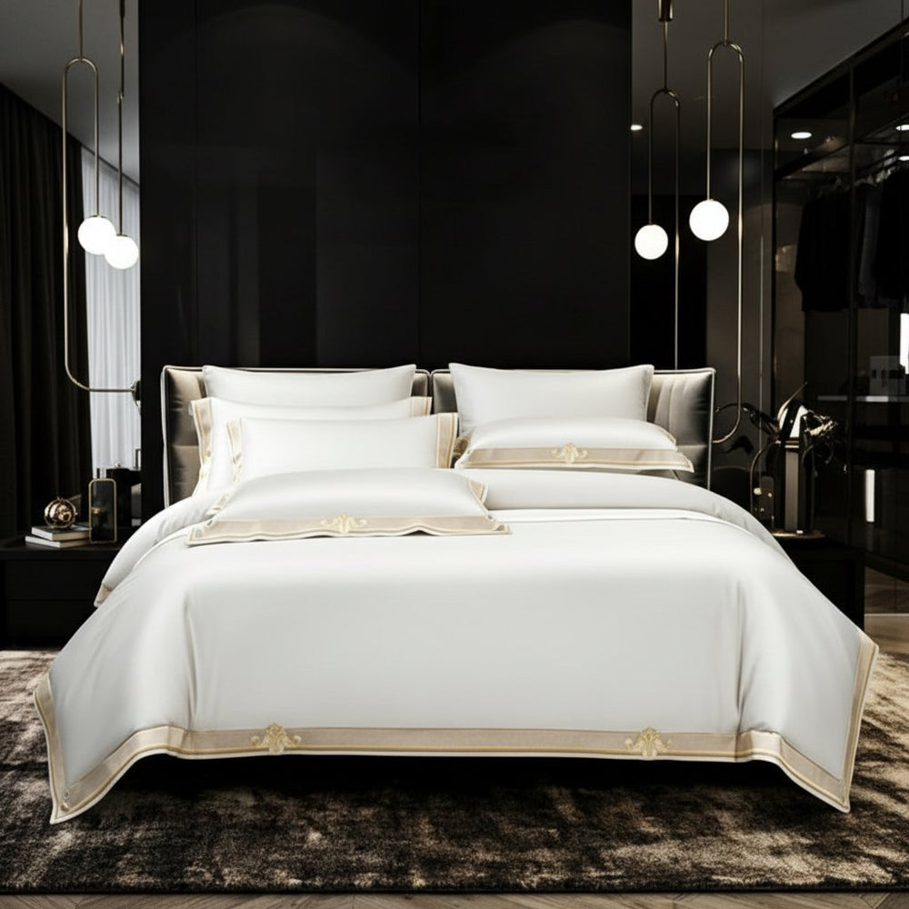 Bianco Premium Embroidered Duvet Cover Set (Egyptian Cotton, 1000 TC)