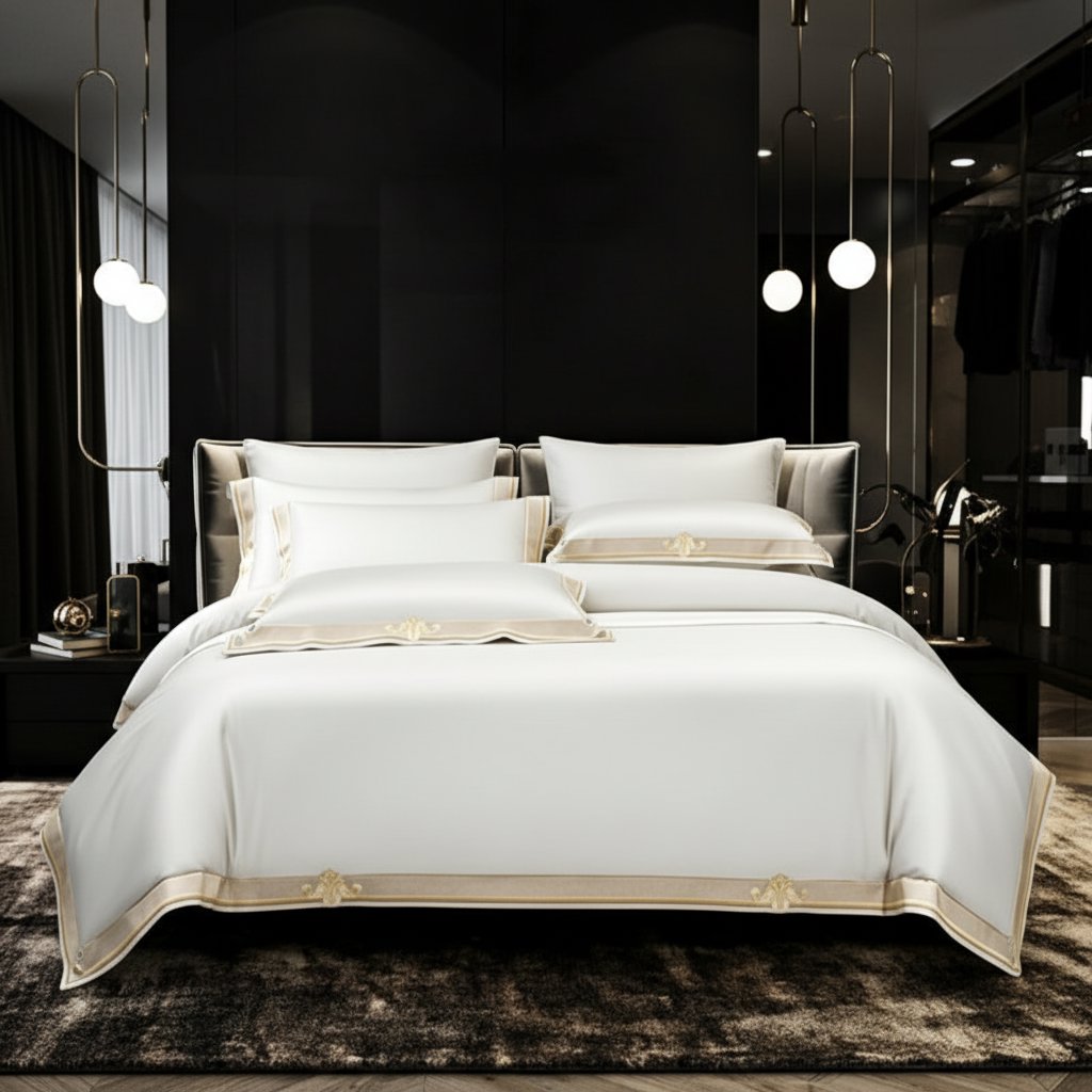 Bianco Premium Embroidered Duvet Cover Set (Egyptian Cotton, 1000 TC)