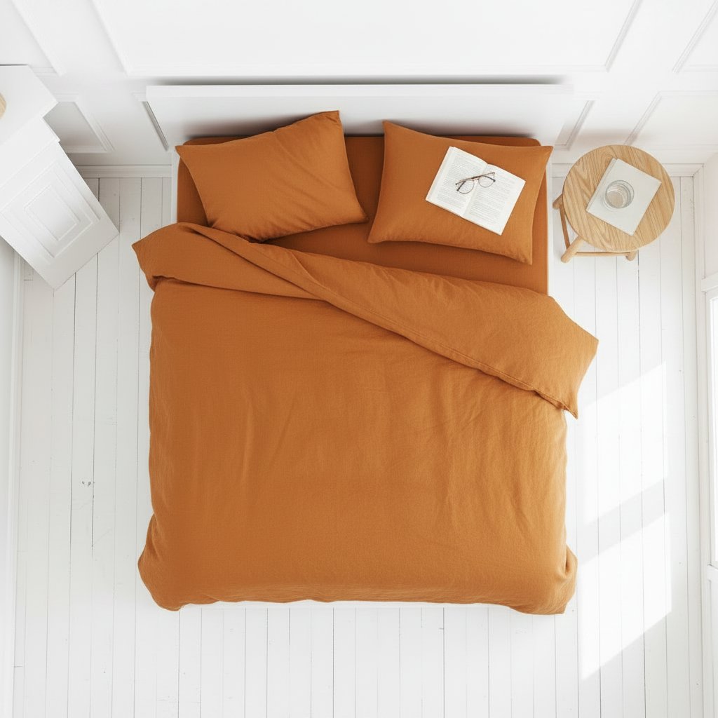 Burnt Orange 100% Linen Bedding Set