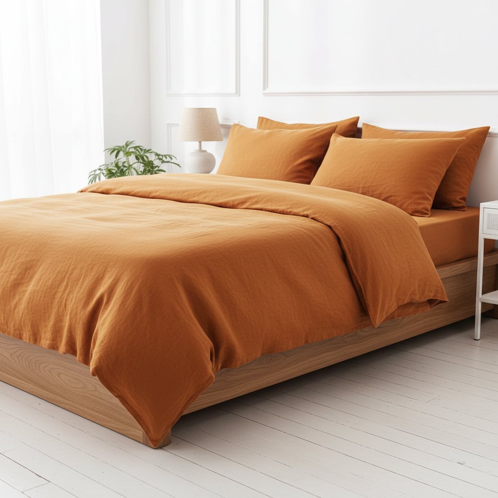 Burnt Orange 100% Linen Bedding Set