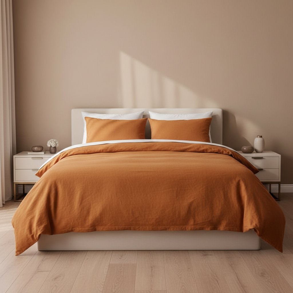 Burnt Orange 100% Linen Bedding Set
