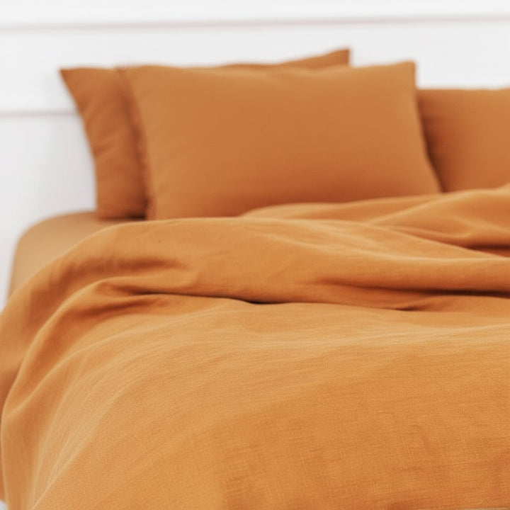 Burnt Orange 100% Linen Bedding Set