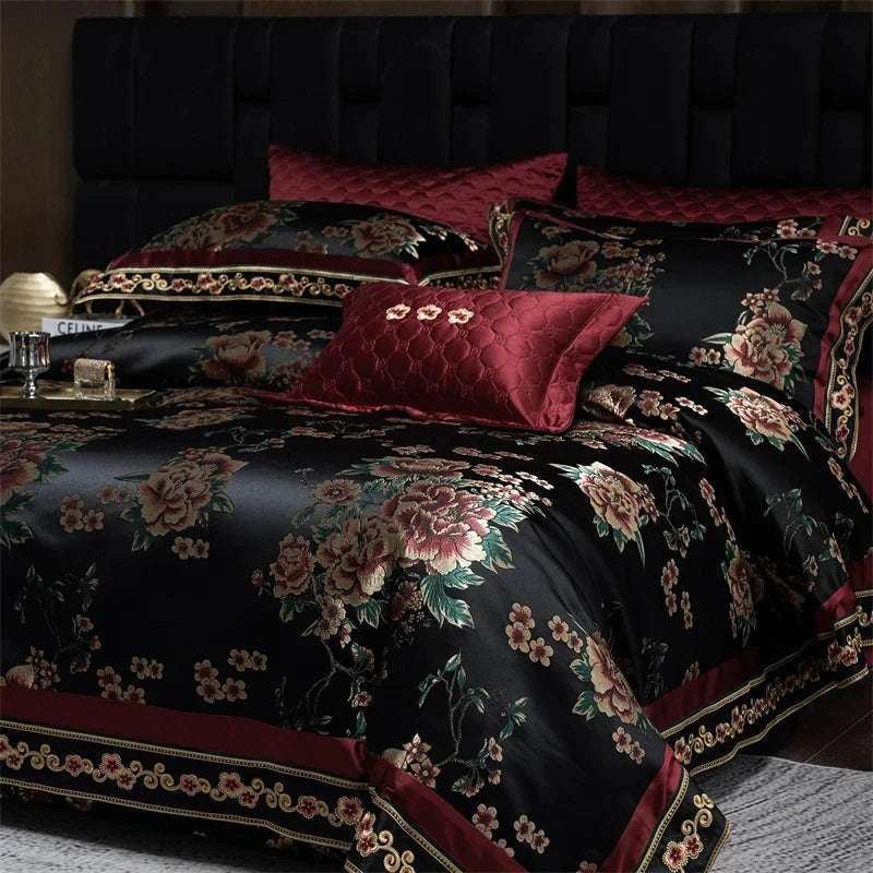 Celine Black Duvet Cover & Bedspread Set