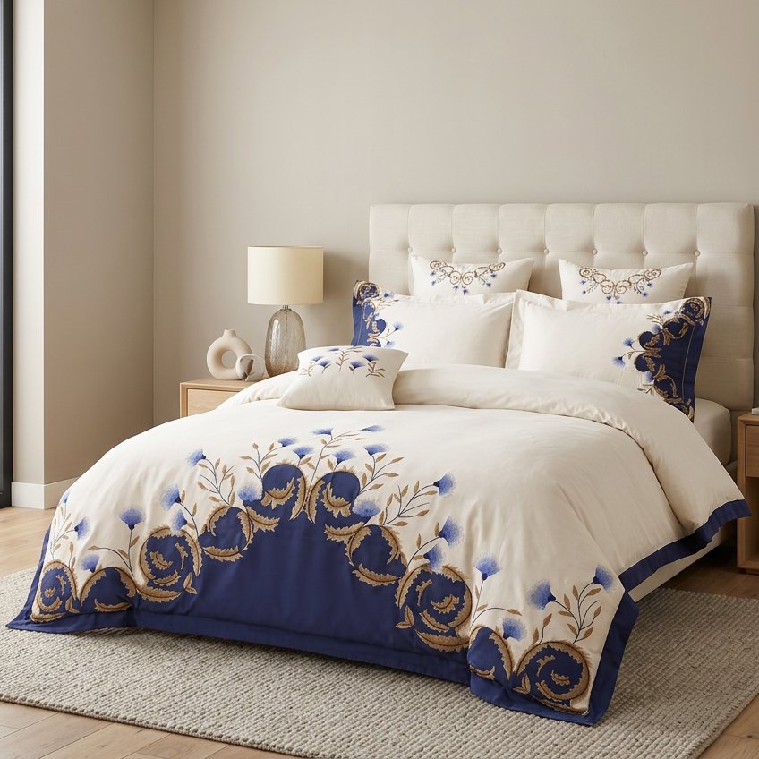Cornflower Meadow Duvet Cover Set (Egyptian Cotton, 600 TC)