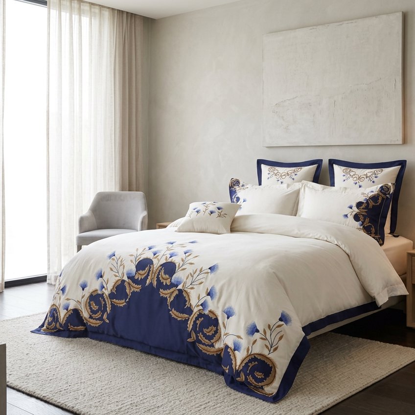 Cornflower Meadow Duvet Cover Set (Egyptian Cotton, 600 TC)