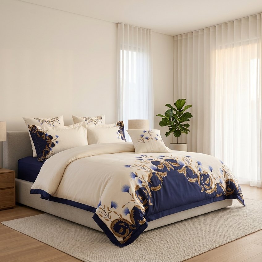 Cornflower Meadow Duvet Cover Set (Egyptian Cotton, 600 TC)