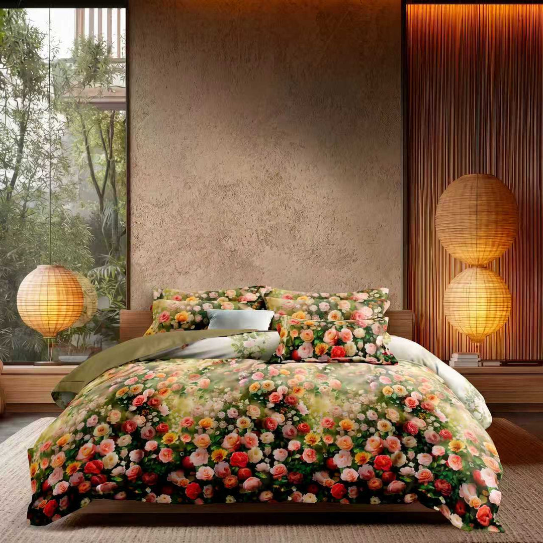 Cottage Rose Duvet Cover Set (Egyptian Cotton, 600 TC)