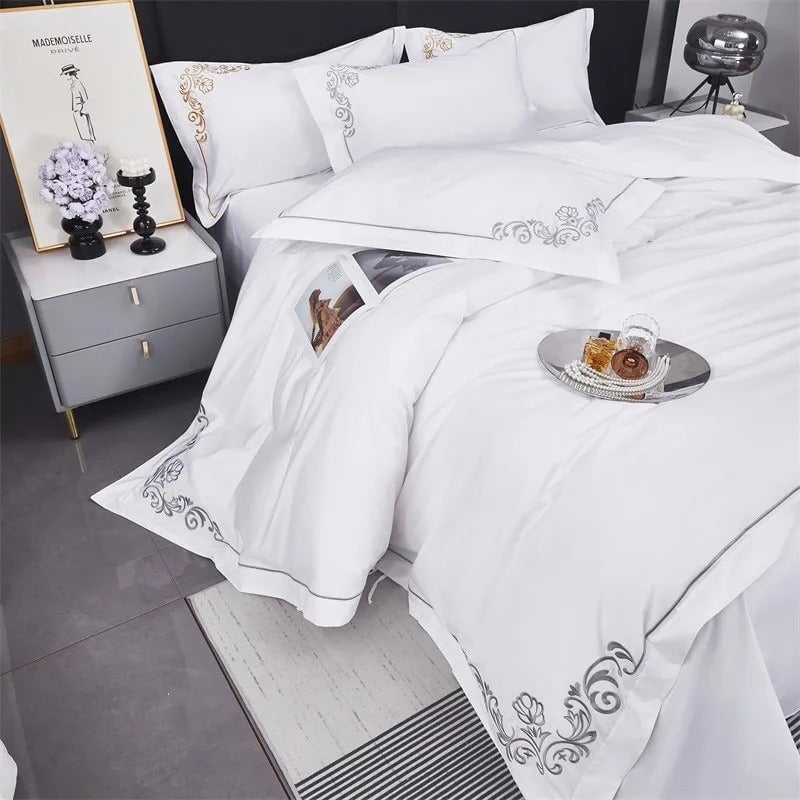 Elite Silver Corner Hotel Duvet Cover Set