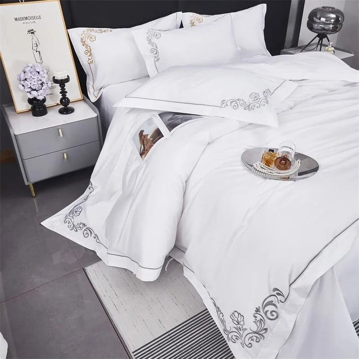 Elite Silver Corner Hotel Duvet Cover Set