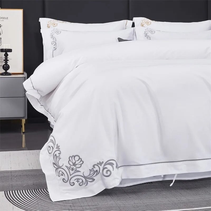 Elite Silver Corner Hotel Duvet Cover Set