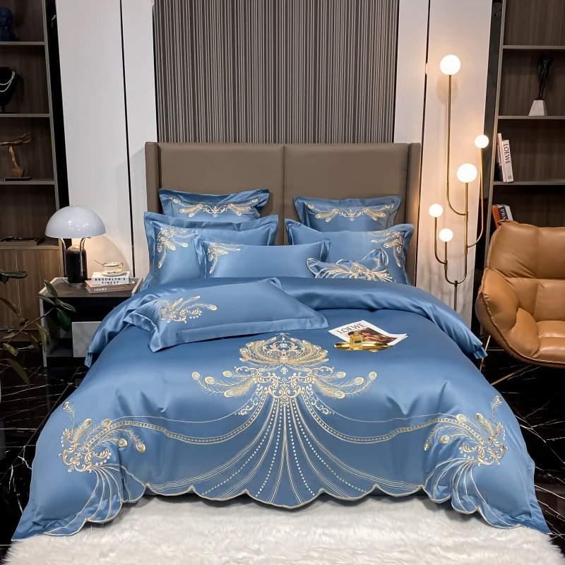 Elysee Blue Embroidered Duvet Cover Set