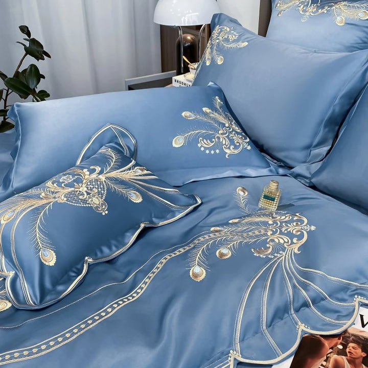 Elysee Blue Embroidered Duvet Cover Set
