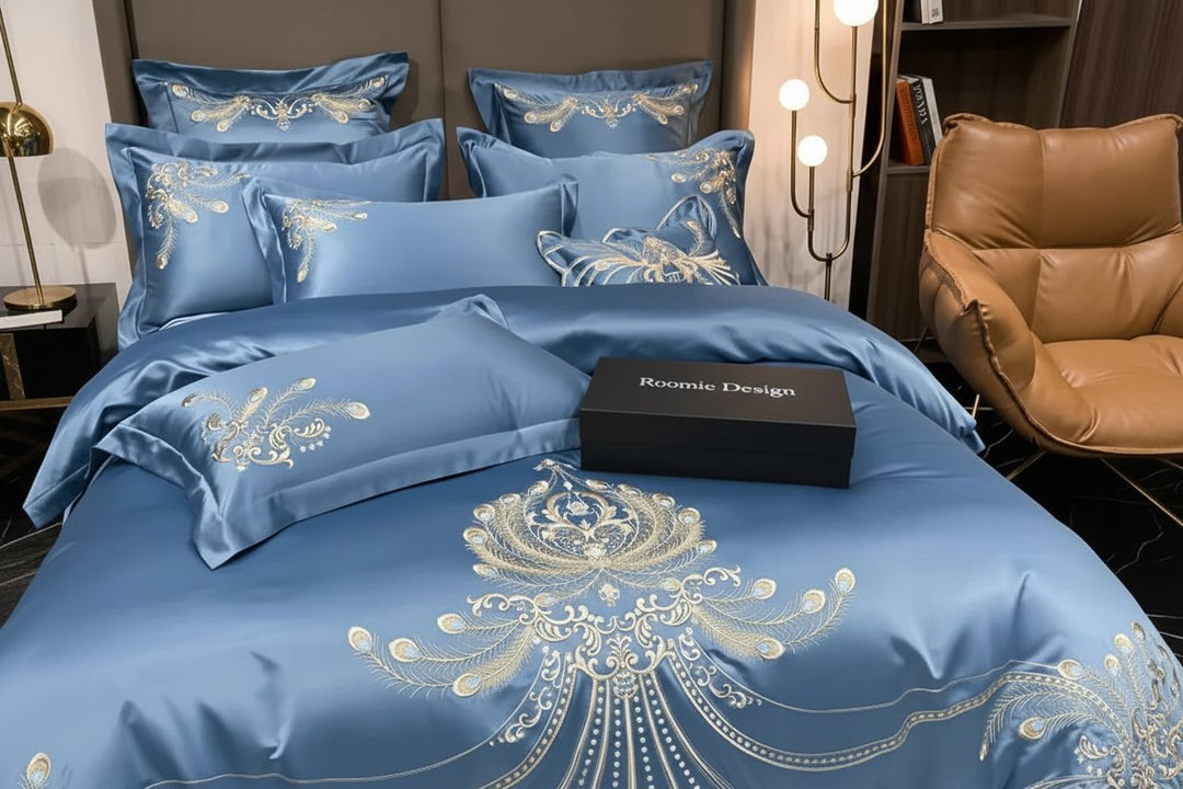 Elysee Blue Embroidered Duvet Cover Set