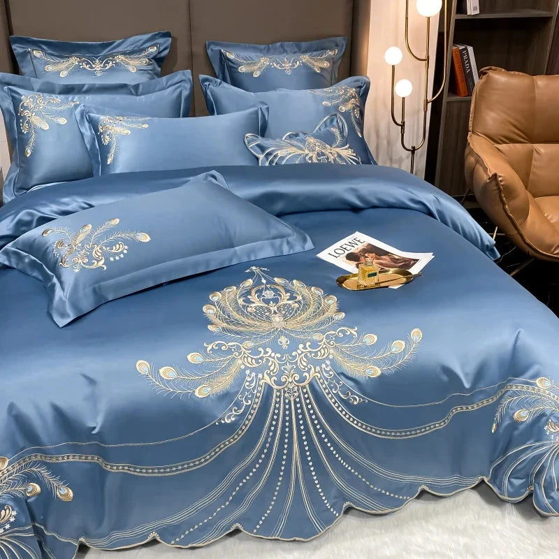 Elysee Blue Embroidered Pillowcase Set (Set of 2)