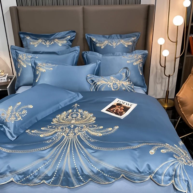 Elysee Blue Embroidered Duvet Cover Set