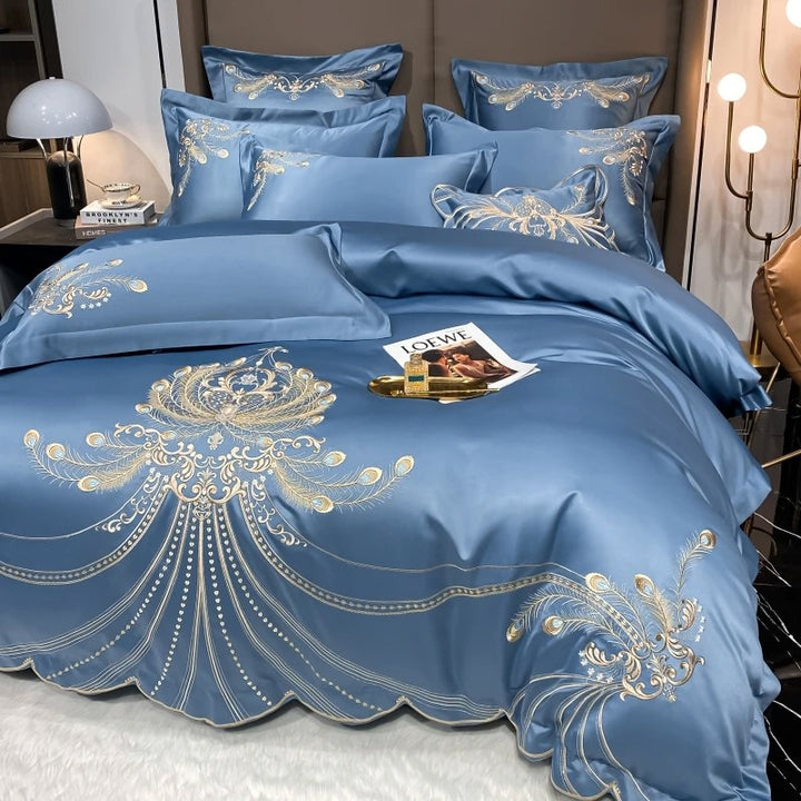 Elysee Blue Embroidered Duvet Cover Set