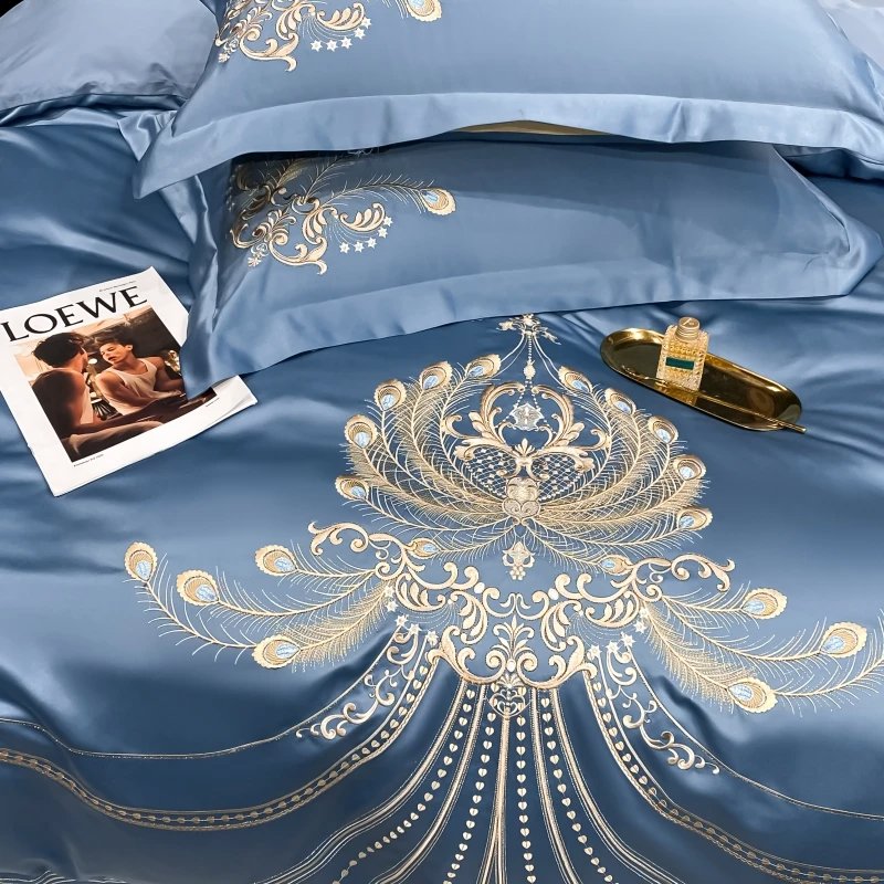 Elysee Blue Embroidered Duvet Cover Set
