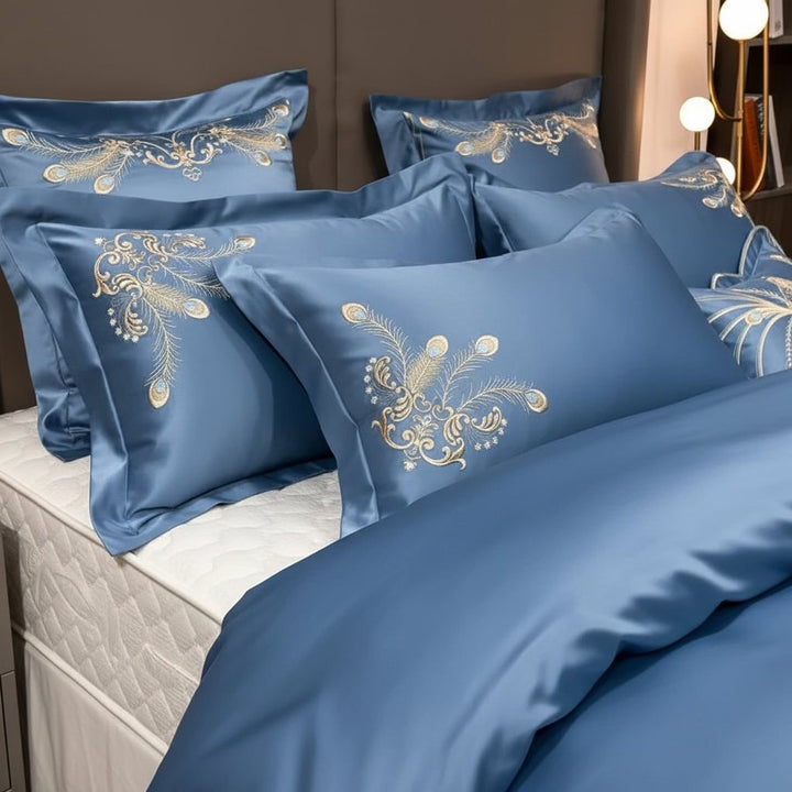 Elysee Blue Embroidered Pillowcase Set (Set of 2)
