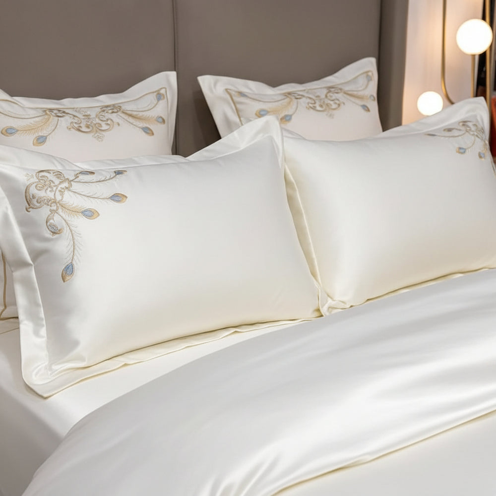 Elysee Ivory Embroidered Pillowcase Set (Set of 2)