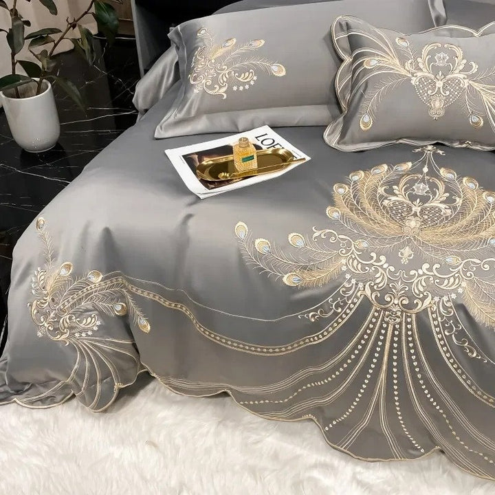 Elysee Grey Embroidered Duvet Cover Set