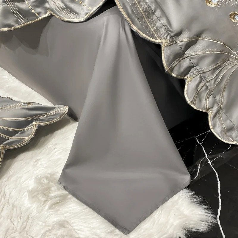 Elysee Grey Embroidered Duvet Cover Set