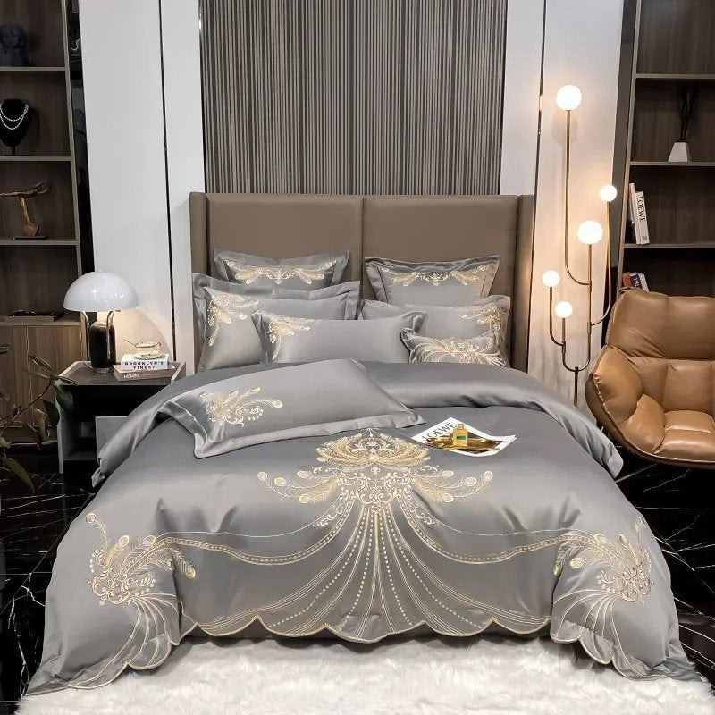 Elysee Grey Embroidered Duvet Cover Set