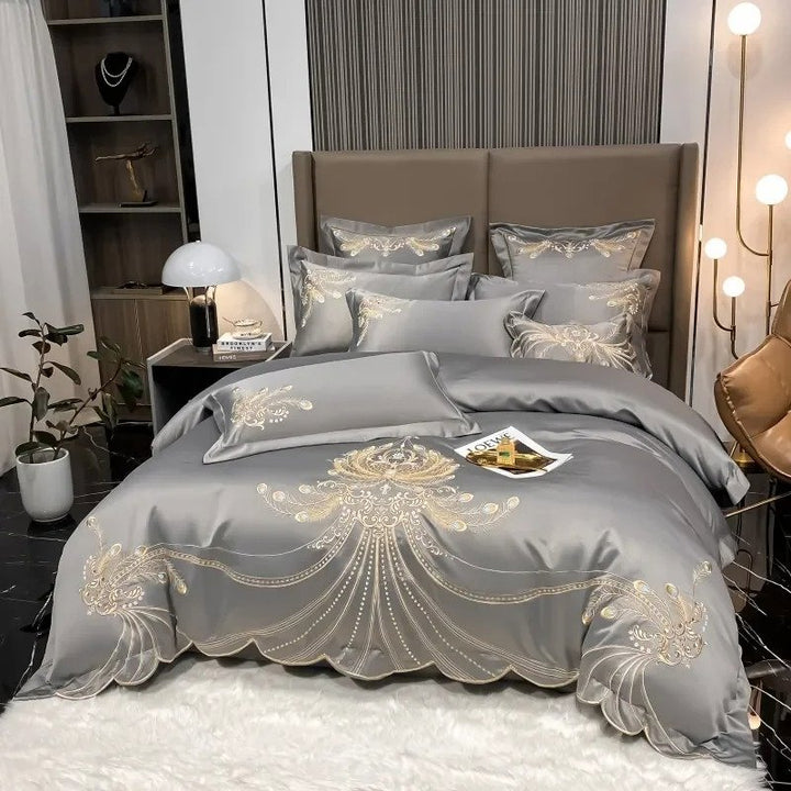 Elysee Grey Embroidered Duvet Cover Set
