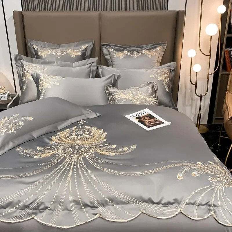 Elysee Grey Embroidered Duvet Cover Set