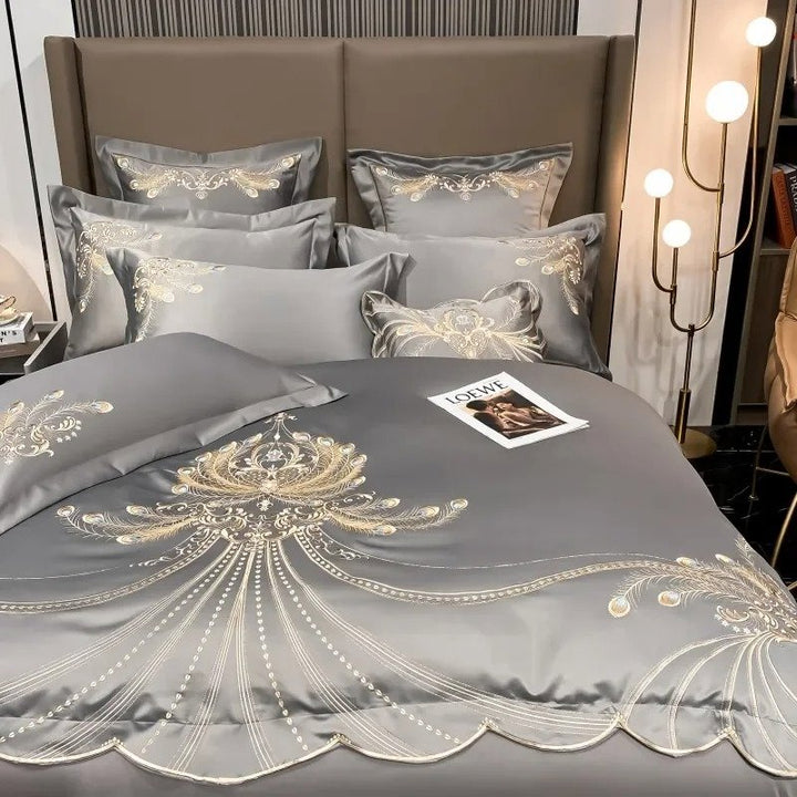 Elysee Grey Embroidered Duvet Cover Set