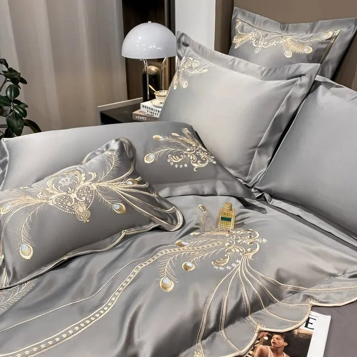 Elysee Grey Embroidered Duvet Cover Set