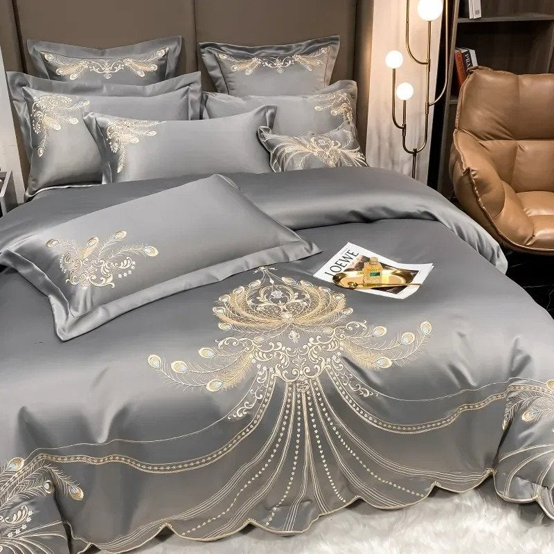 Elysee Grey Embroidered Duvet Cover Set