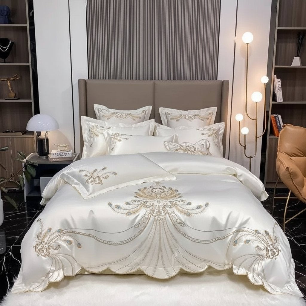 Elysee Ivory Embroidered Duvet Cover Set