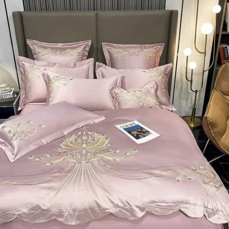Elysee Pink Embroidered Duvet Cover Set