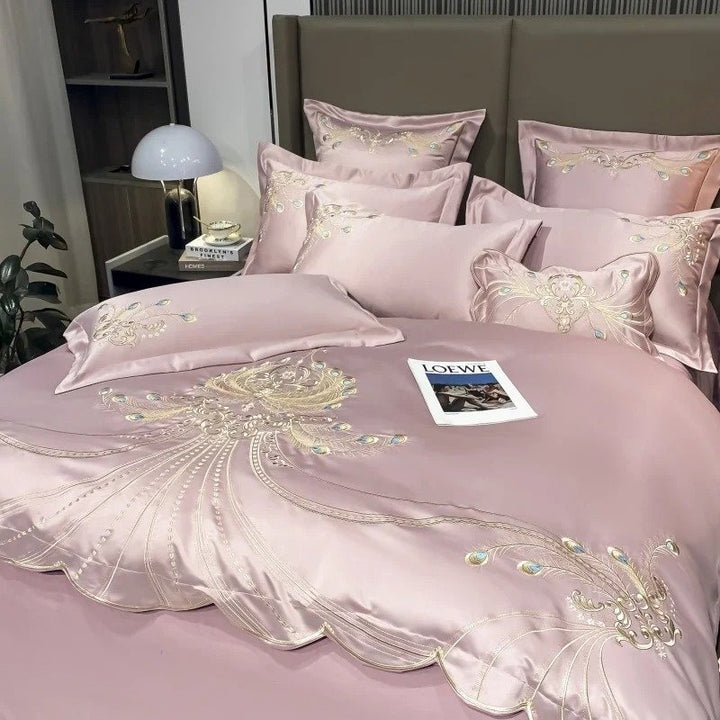 Elysee Pink Embroidered Duvet Cover Set