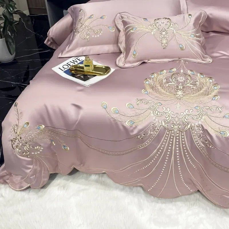 Elysee Pink Embroidered Duvet Cover Set