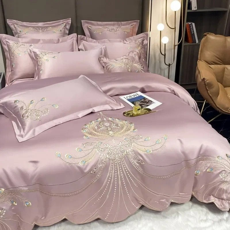 Elysee Pink Embroidered Duvet Cover Set